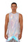Man wearing a drop arm tank top and mens shorts from Love Khaos