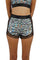 Holographic silver zebra print womens Dolphin Shorts from Love Khaos.