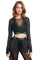 Womens black long sleeve mesh crop top with reflective elastic from Love Khaos.