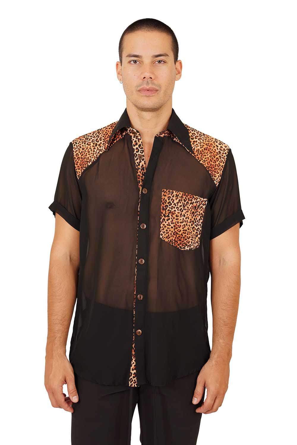 leopard dress shirt mens Mens Animal Print Shirt | Sheer Dress Shirt