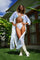 woman wearing a holographic White Sheer Kimono from Love Khaos.
