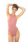 Pink slinky racer Bodysuit made with eco friendly recycled fabric from Ekoluxe sustainable loungewear brand.