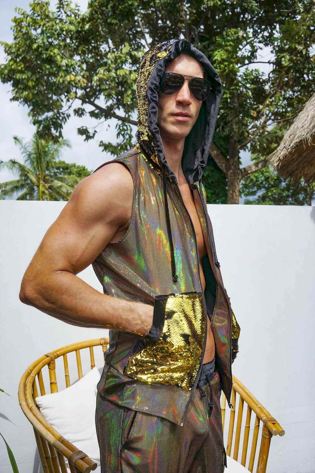 Burning Man Best Festival Outfits Men Fiesta Gold Mens Sleeveless