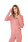 Lounge sweatshirt with matching leggings in peachy pink made from eco friendly recycled plastic fabric by Ekoluxe, a sustainable loungewear brand
