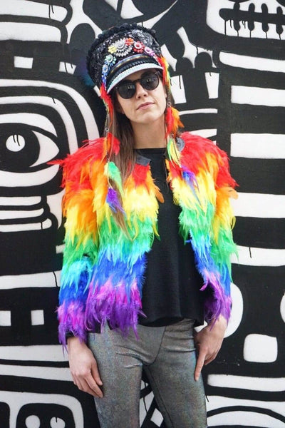 Love Khaos Rainbow Feather Jacket
