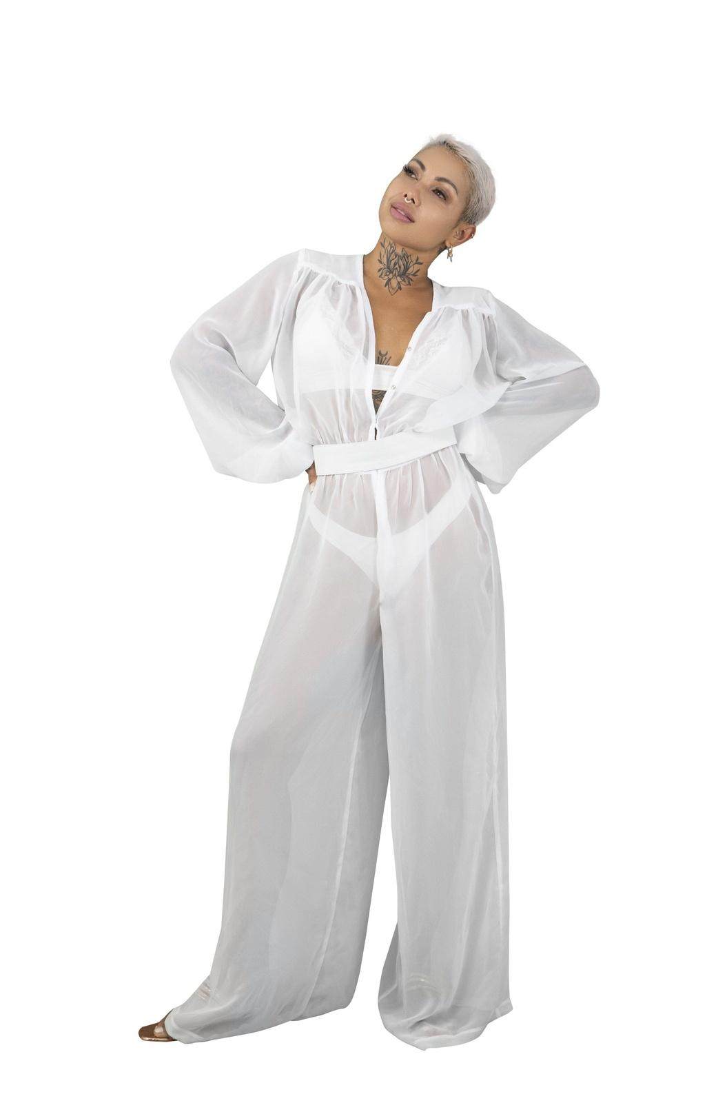 Oasis Sheer Jumpsuit White Chiffon Jumpsuit Love Khaos