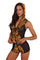 Rave Romper Shorts in black and gold flame print from Love Khaos