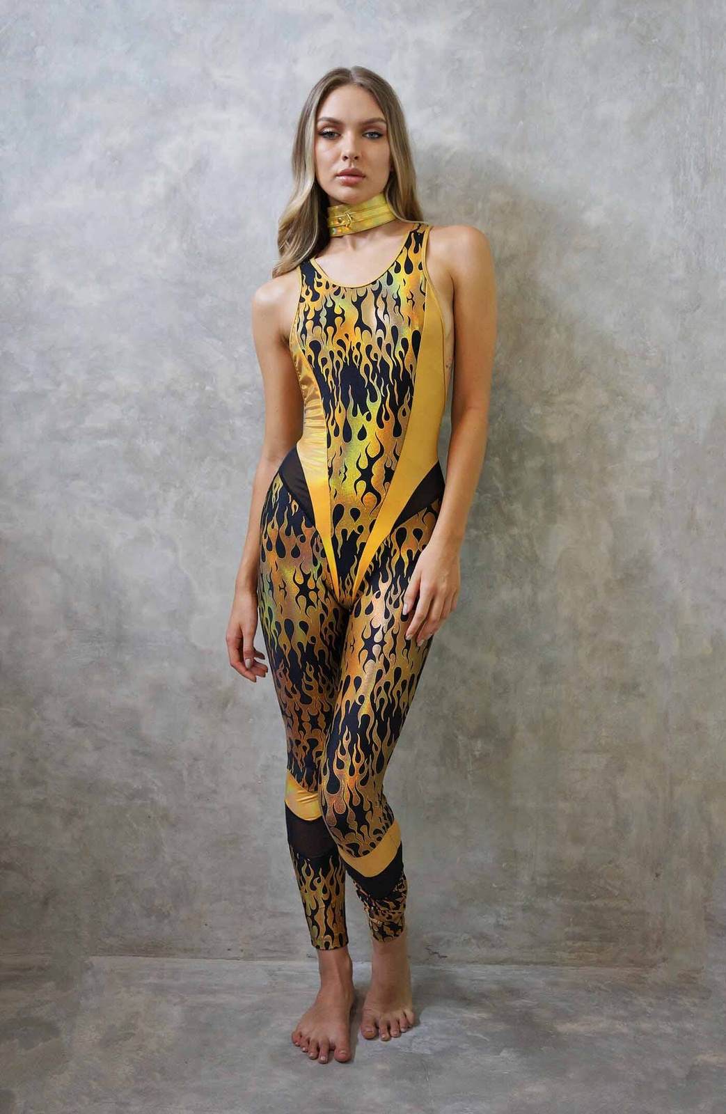 Flame Rave Outfit, High Voltage Catsuit