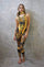 Womens black and gold bodysuit flame rave outfit from Love Khaos festival clothing brand.