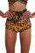 Holographic gold flame print lace up shorts from Love Khaos.