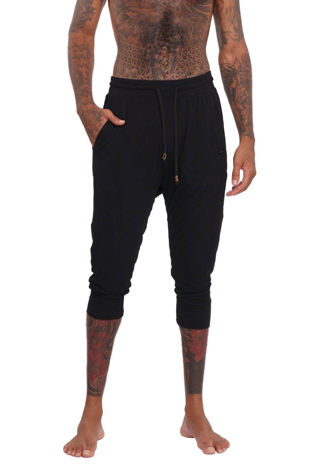 Madrid Mens Black Jogger Shorts - Main Image