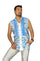 Holographic Powder Blue Ruffled Tuxedo Shirt from Love Khaos Festival Clothing Brand.