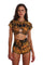 Saturn black and gold holographic flame print Tshirt bikini top from Love Khaos