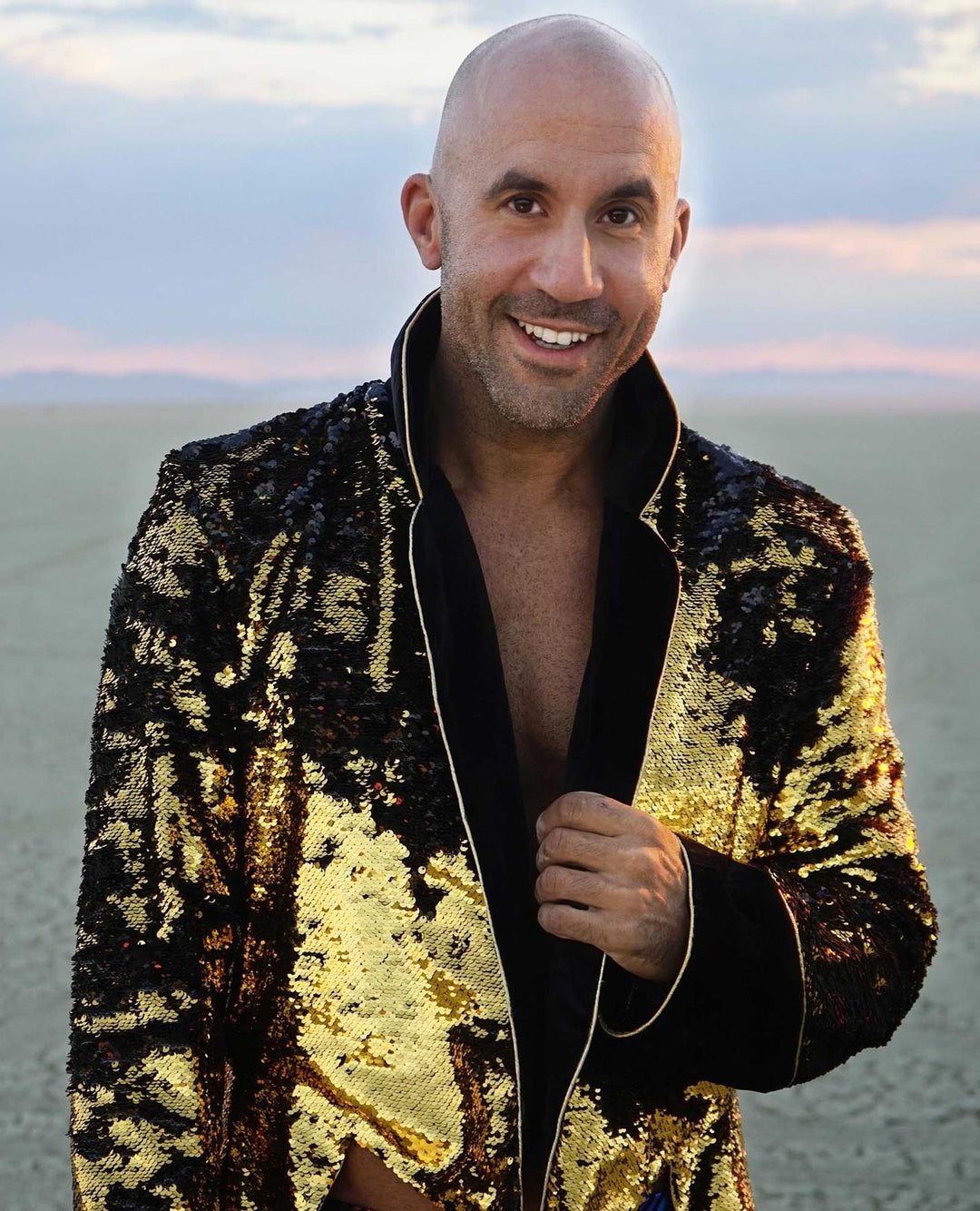 festive dress for men Blue Sequin All Over Blazer: Men's Hanukkah Outfits main image 1