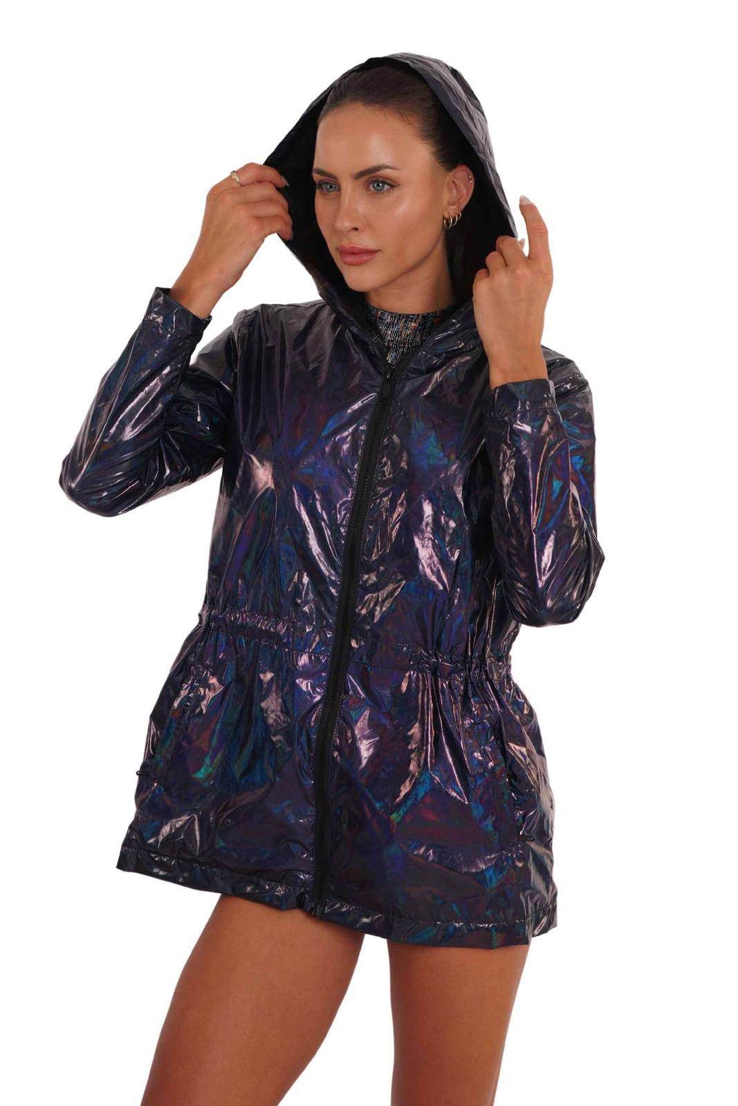 Black holographic rain mac best sale