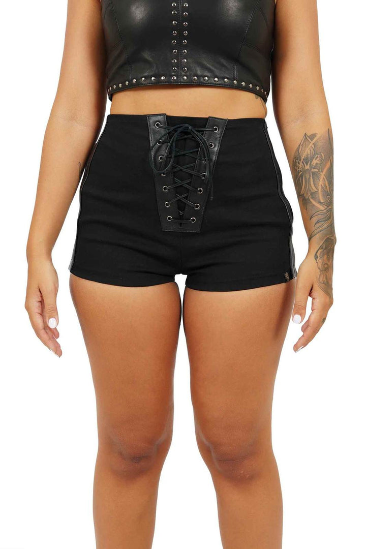 Black Lace Up Shorts | Leather Booty Shorts | Love Khaos
