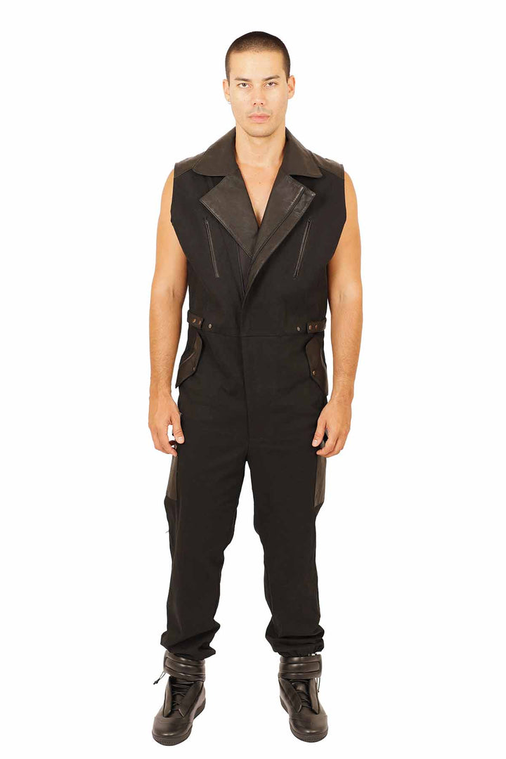 Black Market Mens Black Jumpsuit - Main Image