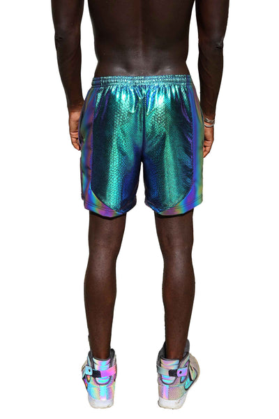 man wearing green rave shorts from Love Khaos