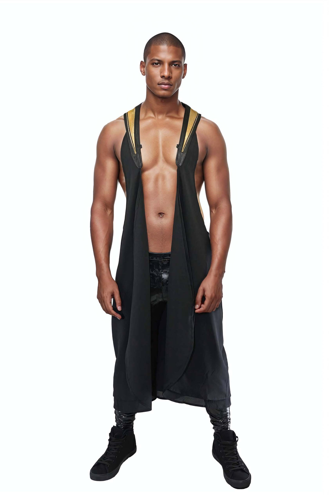 Kimono Vest | Black and Gold Festival Duster | Love Khaos