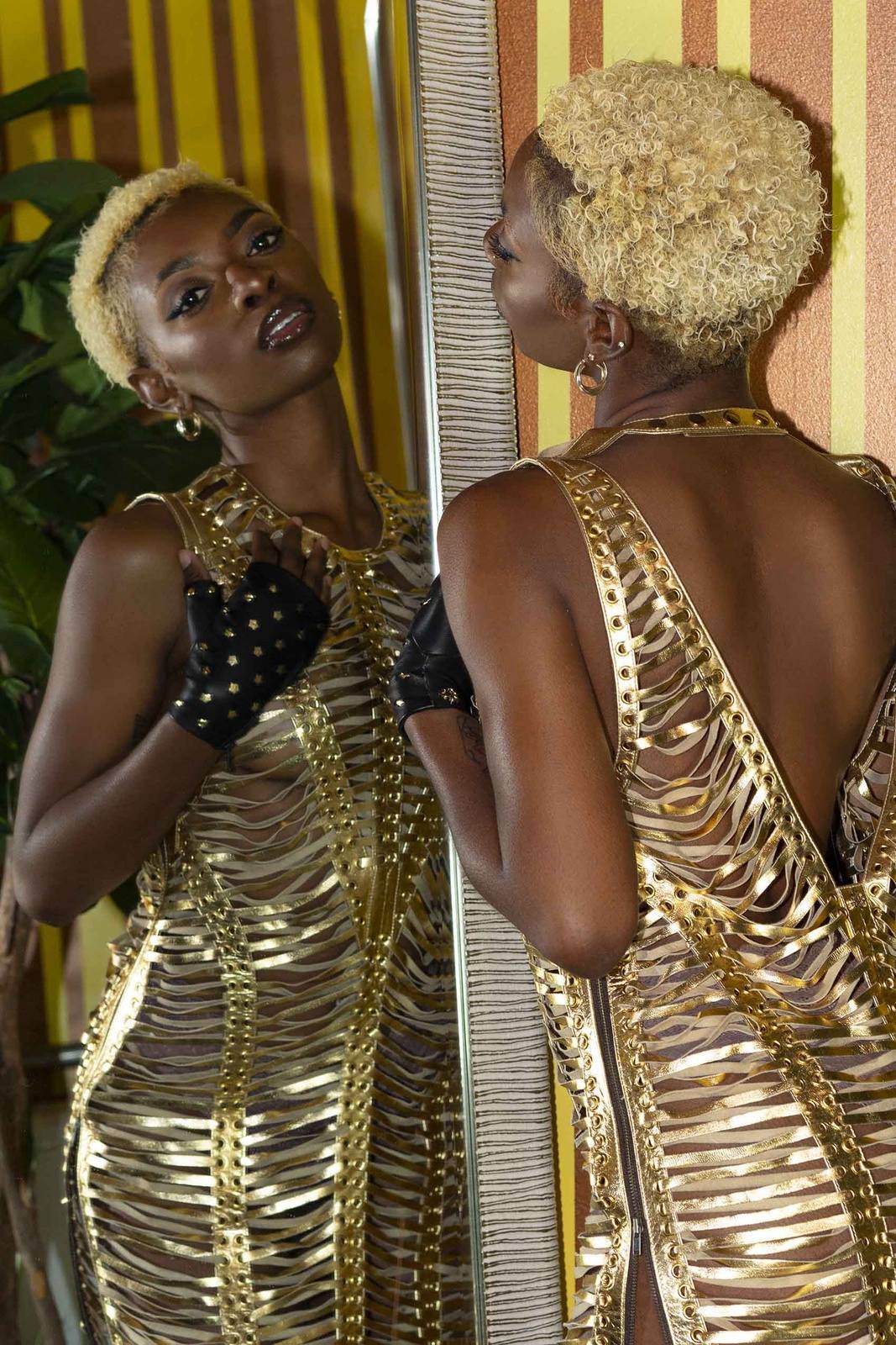 Gold Leather Dress | Love Khaos Ethical Festival Clothing Gold Leather Dress | Love Khaos Ethical Festival Clothing