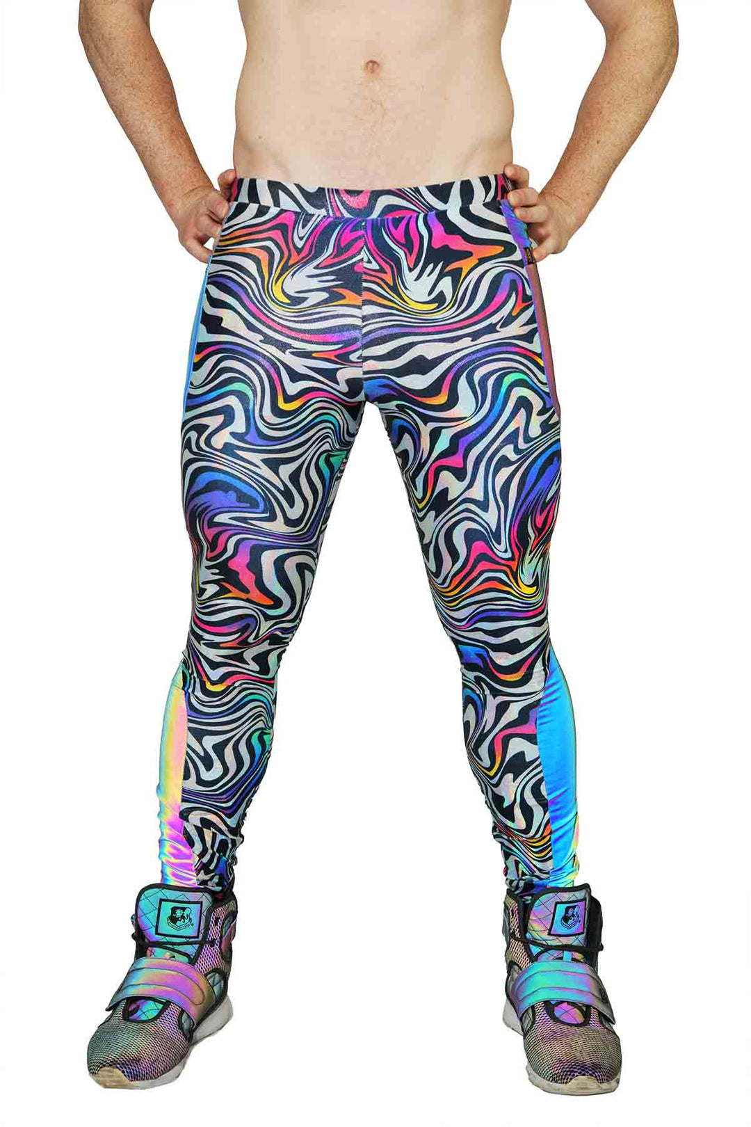 Men's Leggings - Meggings- Crazy newest Leggings - Art Leggings - Festival Pants - Colorful Leggings, UV Leggings - Made in France UjoStudio