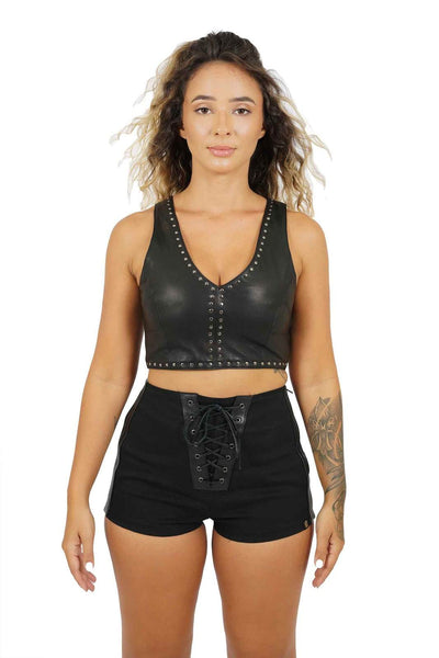 leather crop top from Love Khaos