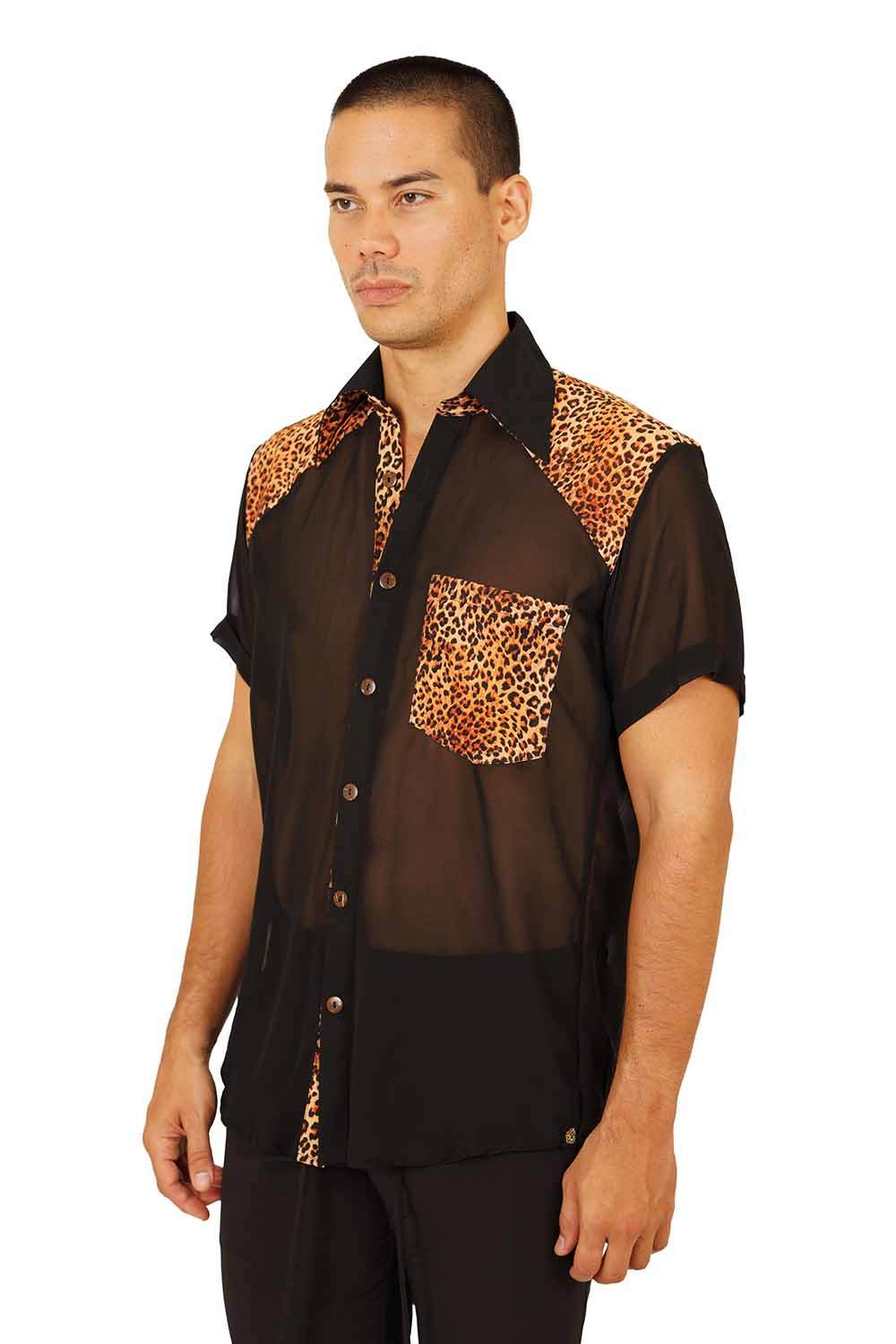 leopard print dress shirt Mens Animal Print Shirt | Sheer Dress Shirt