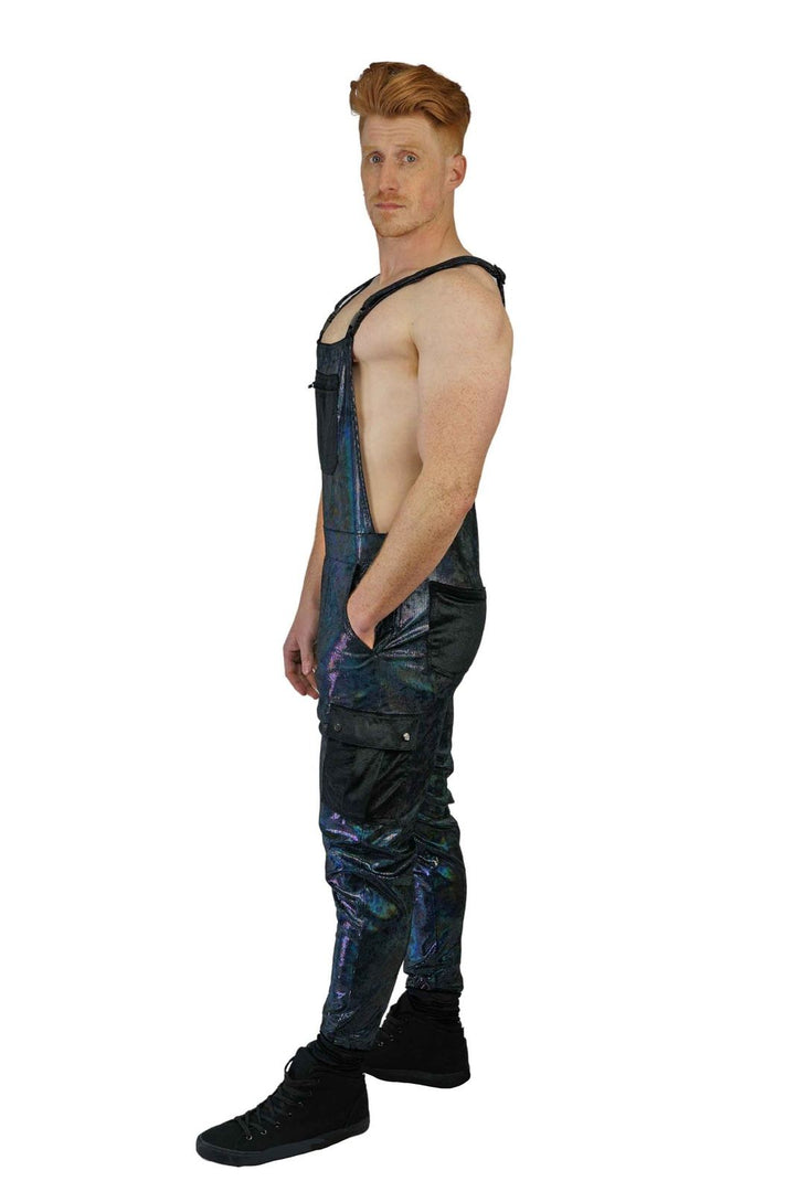 Black cargo fashion overalls