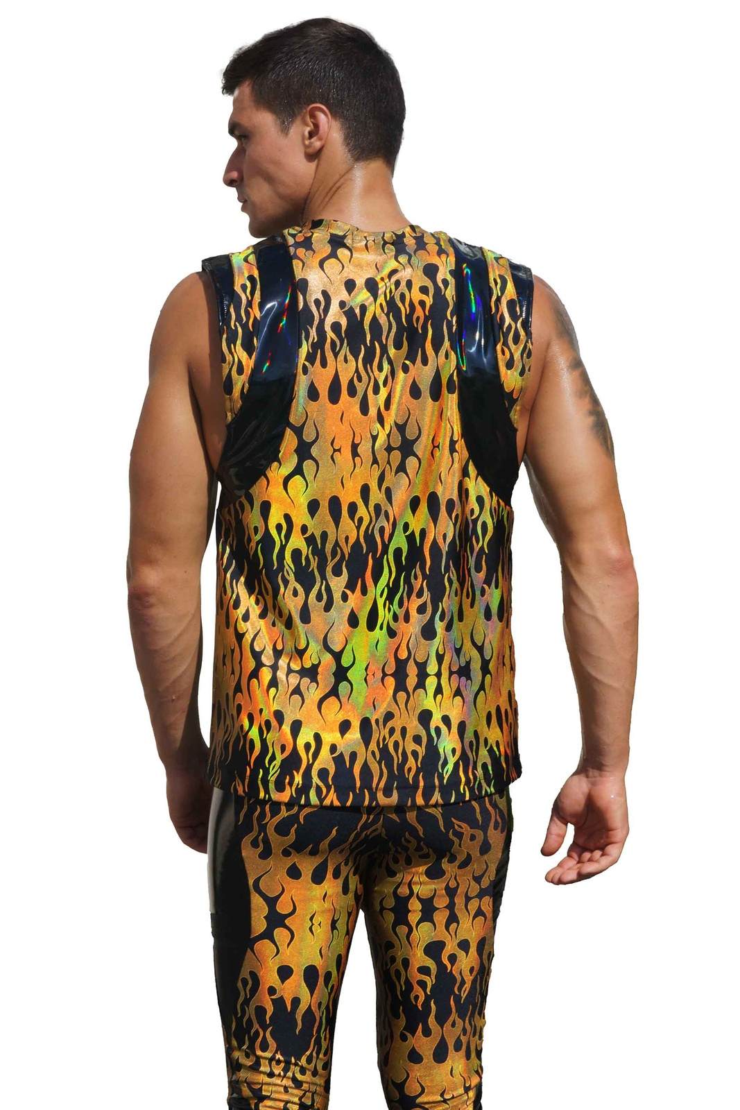 mens black and gold festival tank top from Love Khaos