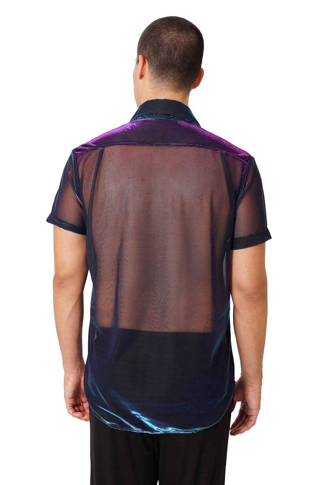 Mens See Through Dress Shirt, Iridescent Blue, Love Khaos, XL , Blue/Purple Mens See Through Dress Shirt, Iridescent Blue, Love Khaos, XL , Blue/Purple