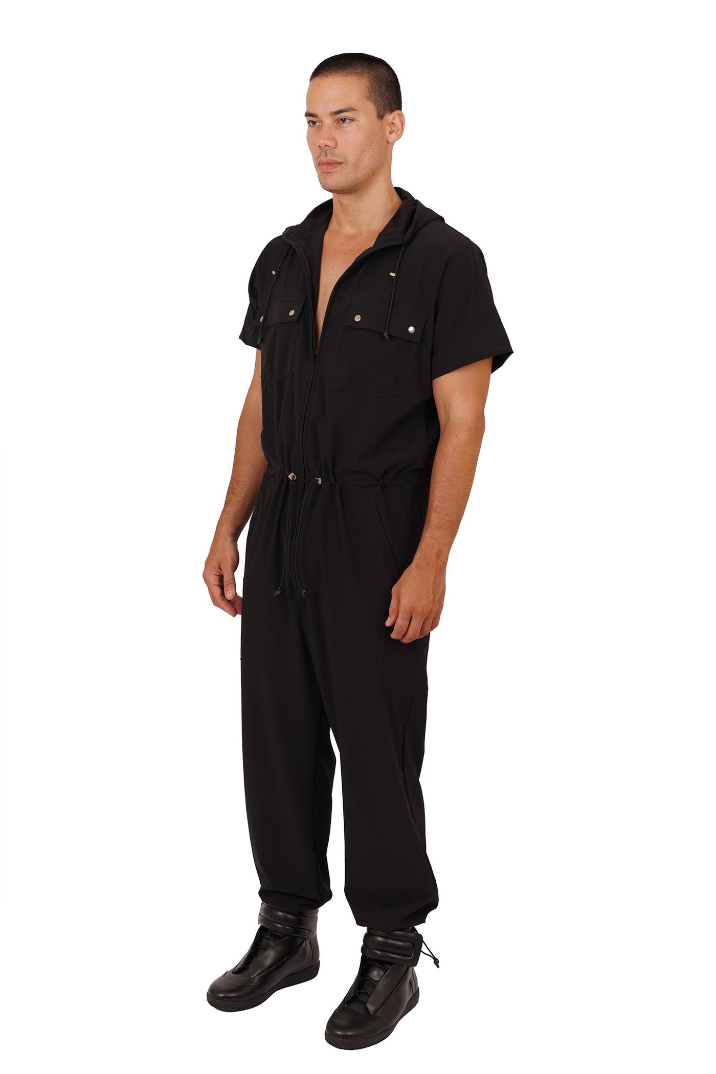 man wearing a Mens Short Sleeve Jumpsuit  from Ekoluxe