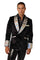 Black velvet smoking jacket with silver sequin collar and cuffs.