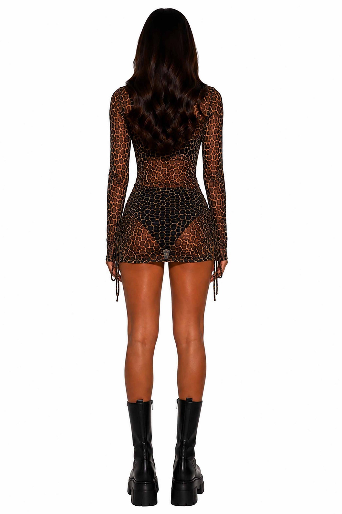 mesh see through print dress Sheer mesh see through abstract long sleeve high neck maxi dress  Halibuy