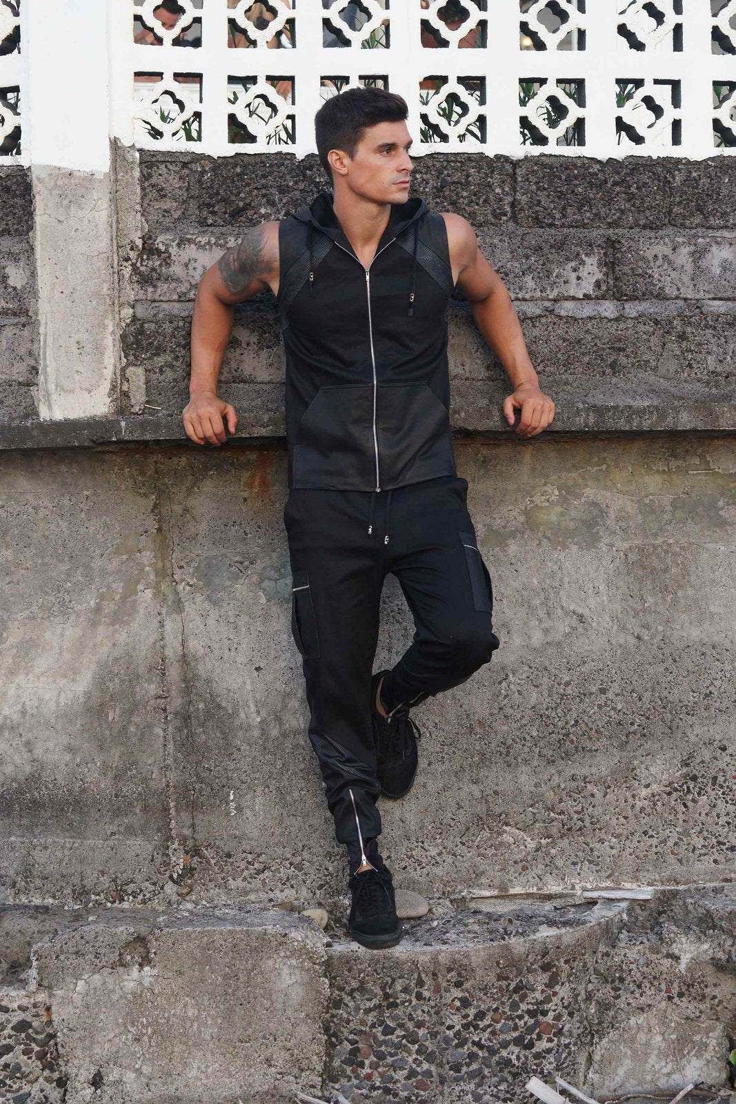 Obsidian Mens Hooded Vest | Cyberpunk Vest | Love Khaos