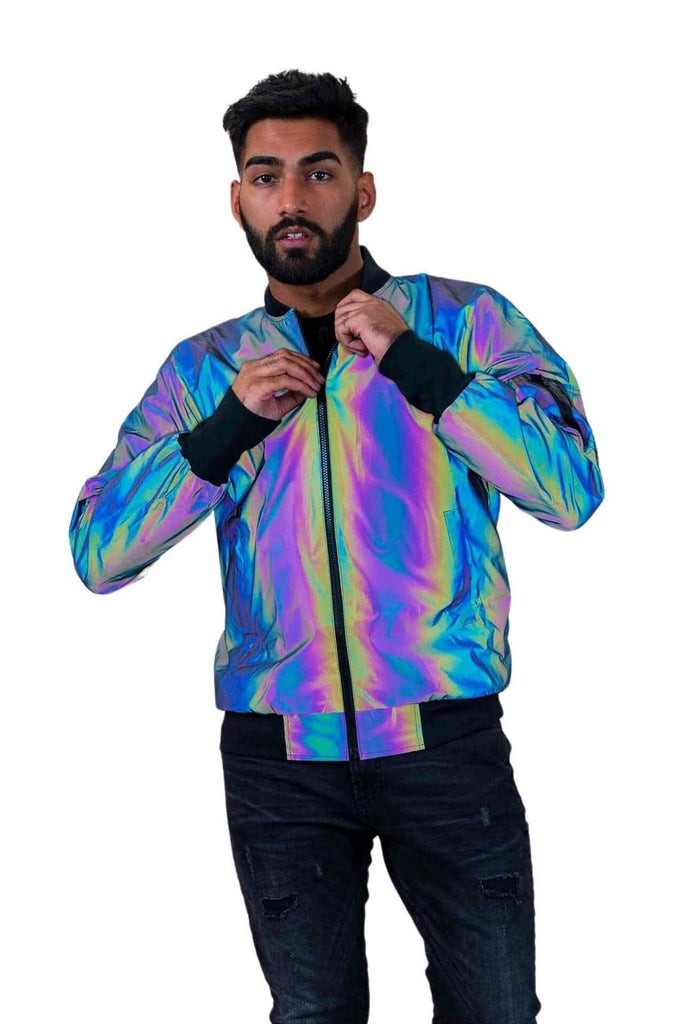 Men's High Street Royal Blue Rainbow Reflective Jacket 