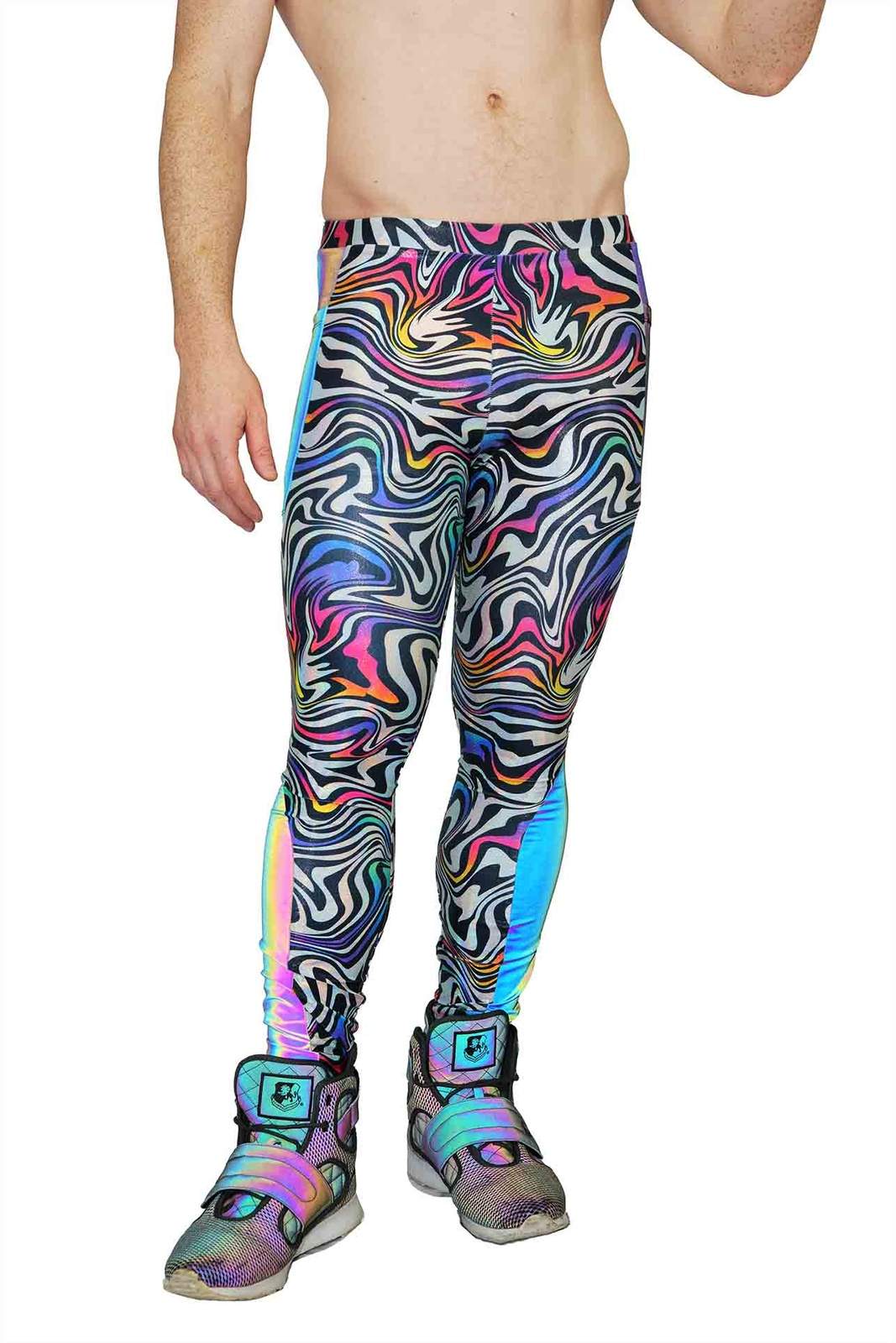 rainbow reflective tights for men from Love Khaos