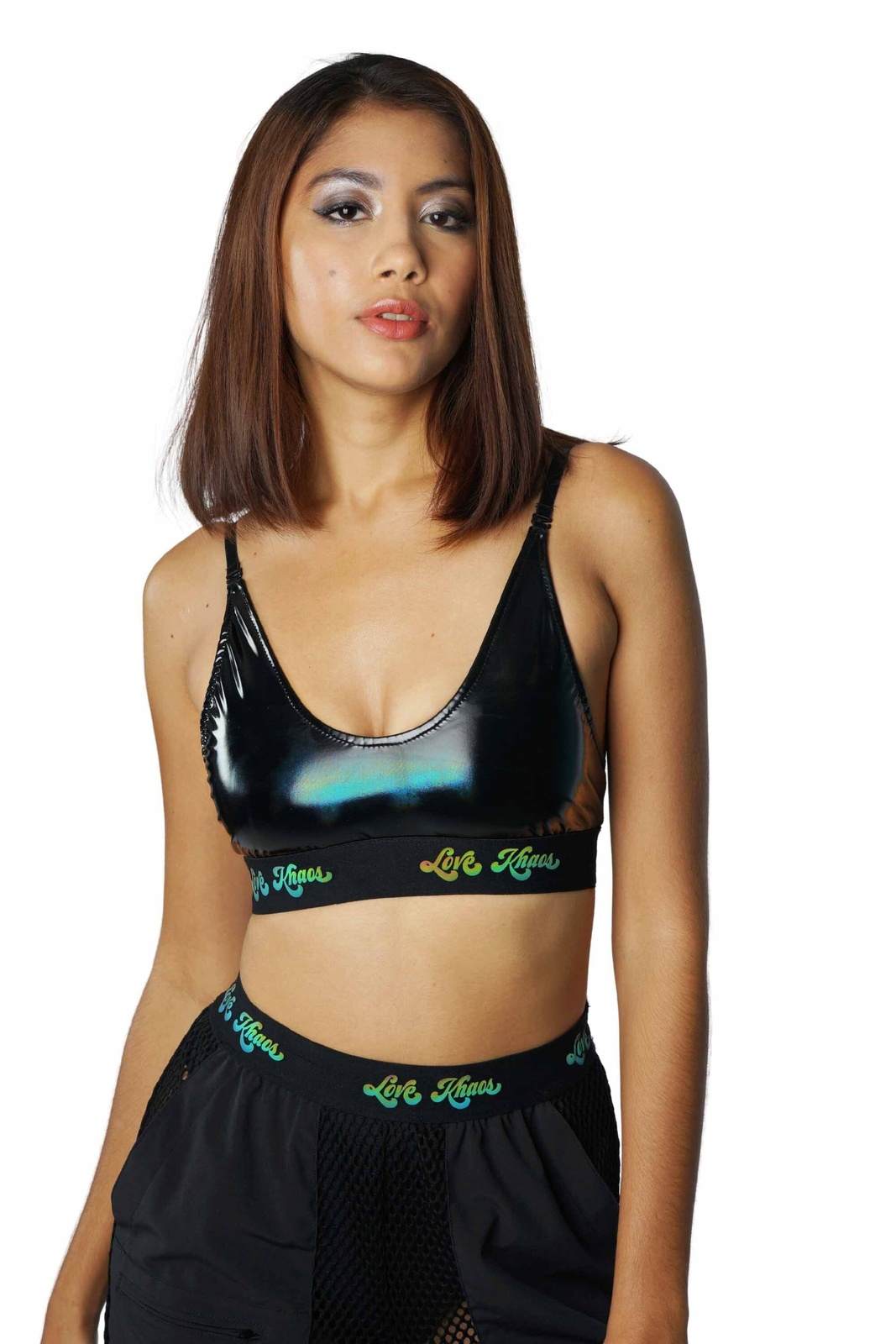 Black Scoop Neck Bralette with reflective elastic from Love Khaos