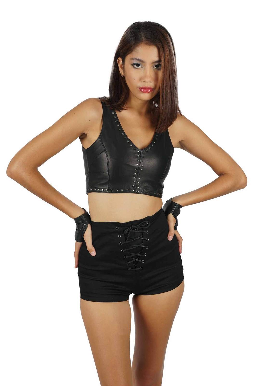 studded leather crop top from Love Khaos