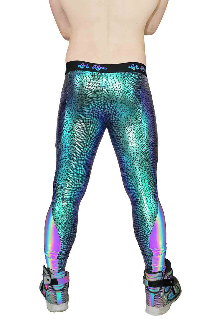 Mens Green Snakeskin Leggings | Green Meggings | Love Khaos