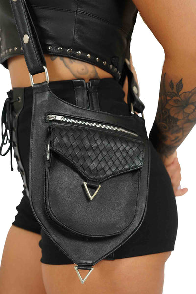 Black Leather Shoulder Holster Bags from Love Khaos