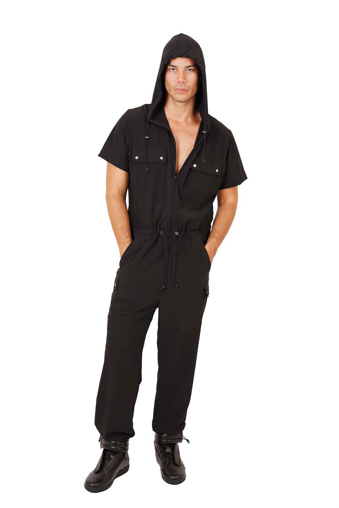 Mens Short Sleeve Jumpsuit | Mens Hooded Jumpsuit | Ekoluxe