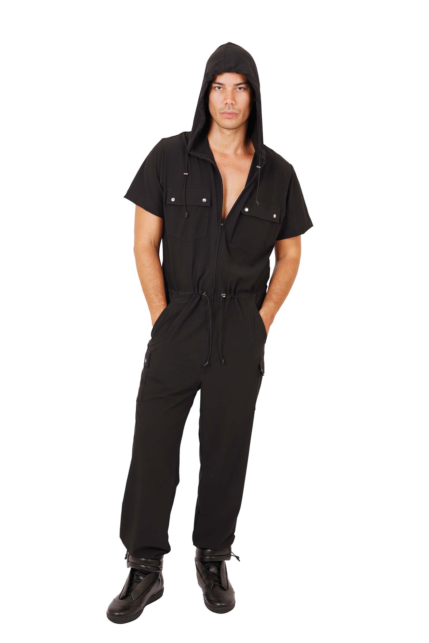 man wearing a Mens Short Sleeve Jumpsuit  from Ekoluxe