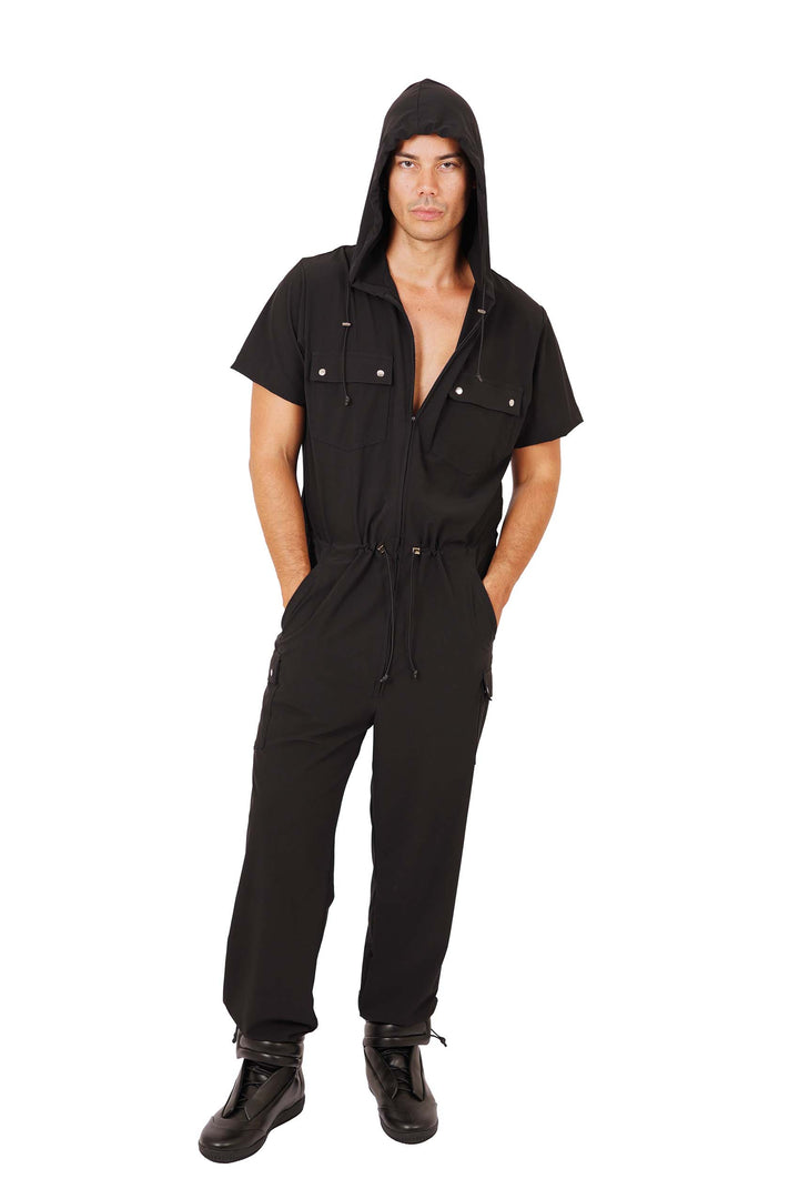 Mens Short Sleeve Jumpsuit | Mens Hooded Jumpsuit | Ekoluxe