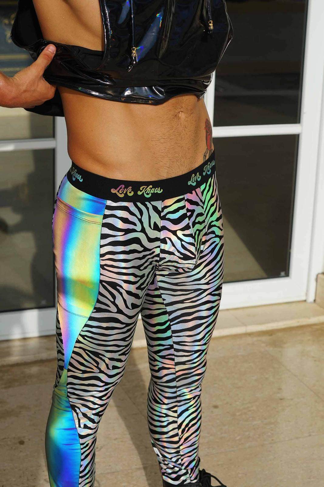 zebra mens leggings with pouch love