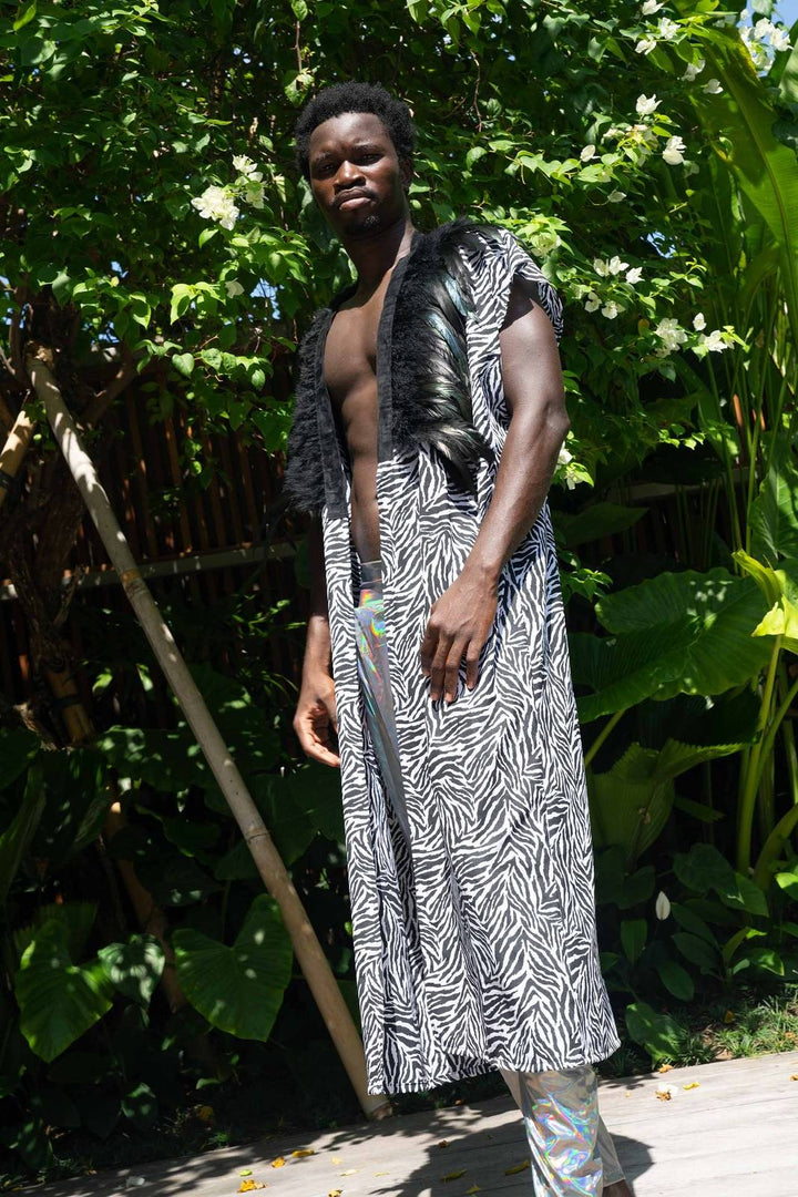 Zebra Print Kimono with Feathers | Zebra Robe | Love Khaos