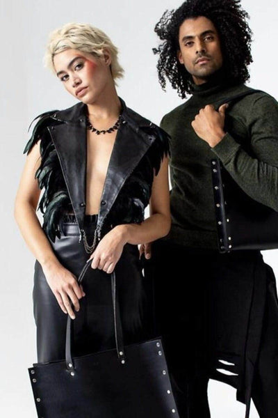 Dark Fashion for Men and Women, Black leather tops by Love Khaos