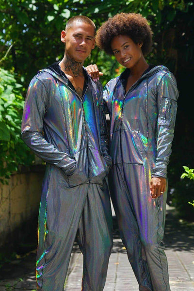 This Holograhpic Velvet Jumpsuit by Love Khaos is perfect Unisex onesie for adults