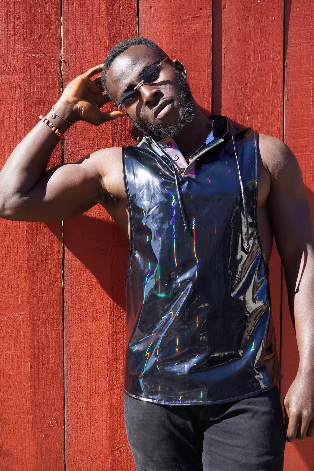 Mens Hoodie Tank | Wet Look Tank Top | Shop Love Khaos