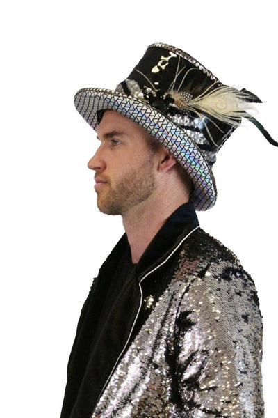 Custom LED light up Top Hats with sequins by Love Khaos Festival Clothing and Rave Wear