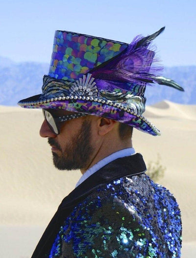 man wearing a purple top hat from Love Khaos